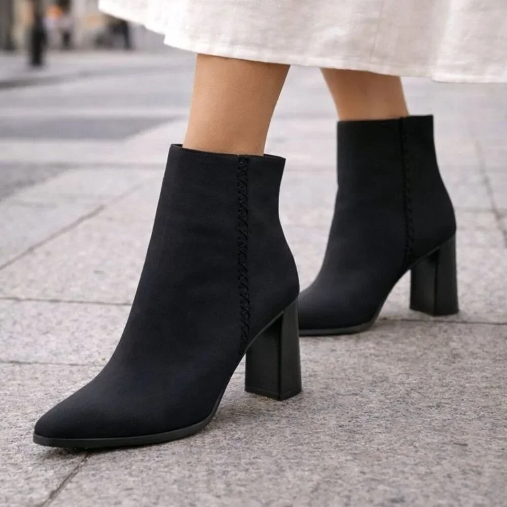Vintage Y2K Bootalinos Rheba Knit Booties Square Heel Size 10